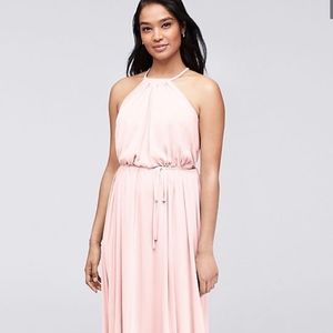 David's Bridal Halter Bridesmaid Dress - Petal